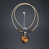 Natural Gemstone Heart Pendant Colorful Glass Seed Beads Beaded Necklaces for Women VA8487-4-3