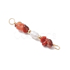 Natural Carnelian Chip & Natural Cultured Freshwater Pearl Rice Beaded Connector Charms PALLOY-JF03707-01-3