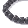 Natural Lava Rock Round Beaded Stretch Bracelet with Evil Eye Lampwork BJEW-JB07838-6