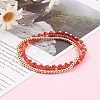 Glass & Brass Stretch Beaded Bracelets Sets BJEW-JB06151-2