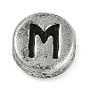 925 Sterling Silver Flat Round with Letter Beads STER-G044-01AS-M-1