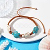 Synthetic Turquoise Sea Turtle Braided Bead Bracelet BJEW-JB10036-01-2