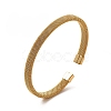 304 Stainless Steel Flat Mesh Chain Shape Open Cuff Bangle for Women BJEW-C033-09-2