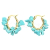Synthetic Turquoise Chips Braided Hoop Earrings EJEW-JE04940-25-1