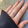 Rhodium Plated 925 Sterling Silver Cross Open Cuff Rings with Cubic Zirconia RJEW-F150-51P-4