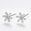 Brass Cubic Zirconia Stud Earrings KK-S348-364P-1