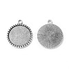 Tibetan Style Antique Silver Alloy Flat Round Pendant Cabochon Settings X-TIBEP-M022-38AS-2