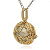 Golden Tone Brass Hollow Round Cage Pendants KK-J231-10G-2