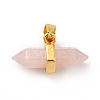 Natural Rose Quartz Double Terminal Pointed Pendants G-P481-01G-04-2