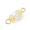 Baking Paint Pearlized Glass Pearl & Acrylic Flower Connector Charms PALLOY-JF04299-02-5