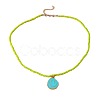 Alloy Enamel Smiling Face Pendant Glass Seed Beaded Necklaces for Women FS-WGD322E-03-2