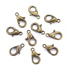 Antique Bronze Tone Zinc Alloy Lobster Claw Clasps X-E103-NFAB-2