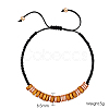 Natural Wood Disc Braided Bead Bracelet IP6266-2-3
