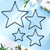 5 Styles Iron Star Ring for DIY Woven Net/Web with Feather IFIN-GF0001-67B-4
