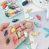 Hand Painted Polka Dot Evil Eye Fish Shaped Glazed Porcelain Pendants PALLOY-GA00055-3