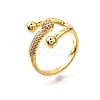 Brass Micro Pave Cubic Zirconia Cuff Rings LS-RJEW-D308-03G-D-4