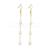 Natural Cultured Freshwater Pearl Beads & Brass Dangle Earrings for Women EJEW-TA00554-1