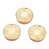 Textured Flat Round 304 Stainless Steel Pendants STAS-G218-06G-1