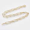 Brass Textured Paperclip Chain Necklace Making MAK-S072-01B-G-2