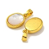Rack Plating Brass Pave Natural White Shell Oval Charms KK-U025-07G-01-2