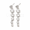 Brass Cubic Zirconia Dangle Stud Earrings for Women EJEW-H091-08-2