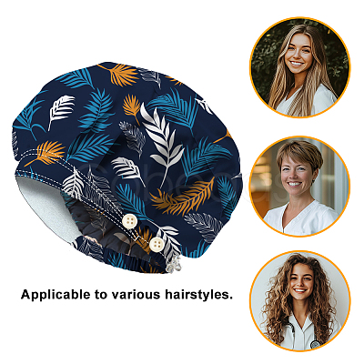Cotton Adjustable Printed Bouffant Hats Working Caps for Women Men AJEW-WH0677-002-1
