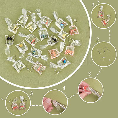 DIY Goldfish Water Bag Dangle Earring Making Kit DIY-CA0003-90-1