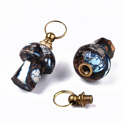 Assembled Synthetic Bronzite and Imperial Jasper Openable Perfume Bottle Pendants LS-G-S366-057F-1