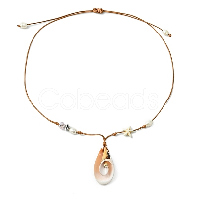 Shell Pendant Necklaces NJEW-TA00179-02-1