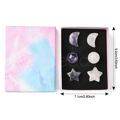 Natural Gemstone Healing Moon & Star & Round Ornaments AJEW-FS0001-12B-1