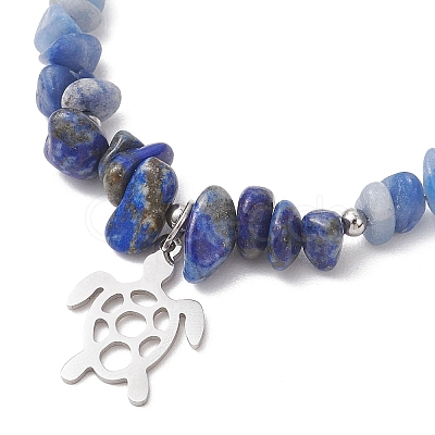 Natural Mixed Gemstone Chip Beaded Bracelest BJEW-JB12976-01-1