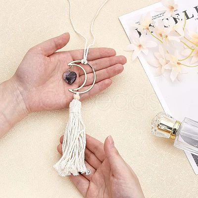 Natural Raw Rose Quartz Pendant Decoration HJEW-WH0043-18A-1