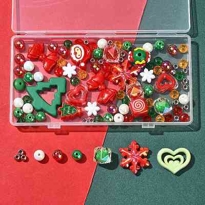 100Pcs 19 Styles Christmas Acrylic Beads MACR-FS0002-33-1