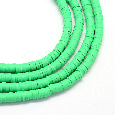 Flat Round Handmade Polymer Clay Bead Spacers X-CLAY-R067-4.0mm-06-1