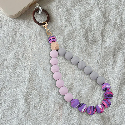 1Pc Silicone & Wood Pendant Decorations HJEW-BM0001-61C-1