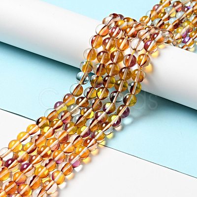 Electroplated Synthetic Moonstone Beads Strands G-F143-A02-M-1