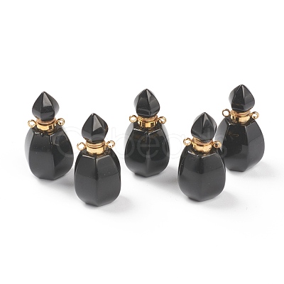 Faceted Natural Black Agate Pendants G-H252-B02-1