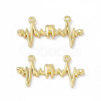 Rack Plating Brass Connector Charms KK-B065-25G-1