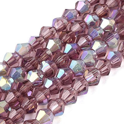 AB Color Plated Transparent Glass Beads Strands GLAA-G127-01-02R-1