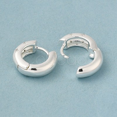 Clear Cubic Zirconia Star Hoop Earrings EJEW-C022-01S-1