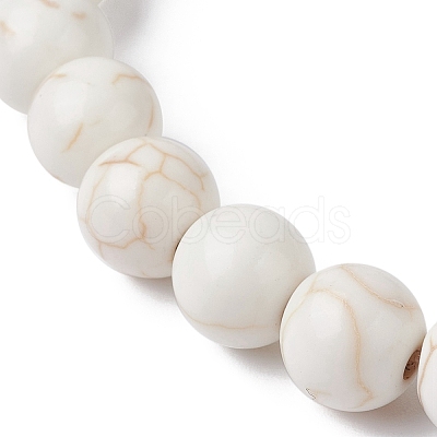 Natural Howlite & Synthetic Turquoise Dolphin Beaded Stretch Bracelets BJEW-JB09826-02-1