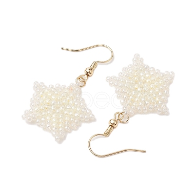 Snowflake Braided Glass Seed Bead Dangle Earrings EJEW-JE05868-1