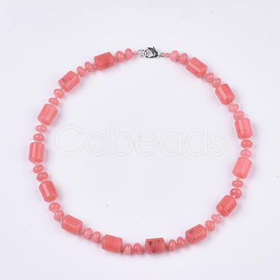 Natural Rhodochrosite Beaded Necklaces NJEW-S392-27-1