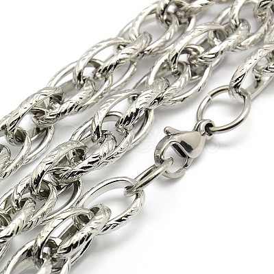 Tarnish Resistant Fashionable 304 Stainless Steel Rope Chain Necklaces for Men STAS-A028-N044P-L-1