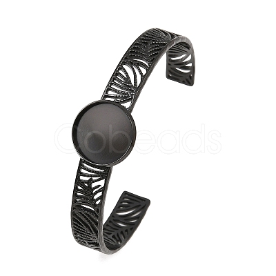 304 Stainless Steel Blank Cuff Bangle Bases with Flat Round Tray SA-CBA82C8-04A-EB-1