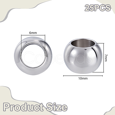 25Pcs 304 Stainless Steel European Beads STAS-GA0001-92-1