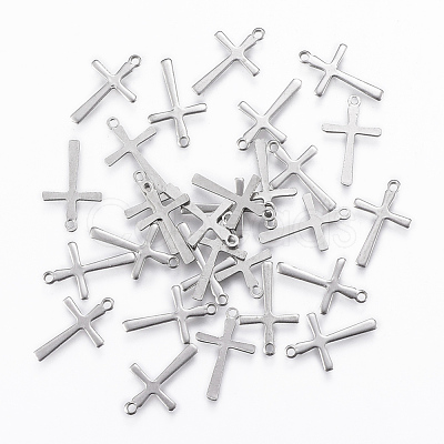 Tarnish Resistant 201 Stainless Steel Tiny Cross Charms STAS-L197-36P-1