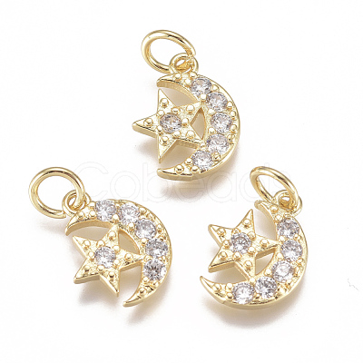 Brass Micro Pave Cubic Zirconia Charms X-ZIRC-F111-20G-1