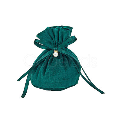 Velvet Jewelry Bags with Drawstring & Plastic Imitation Pearl TP-CJC0001-03B-1