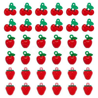 36Pcs 3 Styles Acrylic Imitation Fruit Pendants MACR-UN0001-08-1